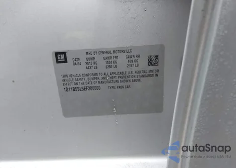 2014 Chevrolet Malibu 1Ls from USA, damaged, VIN 1G11B5SL5EF280000